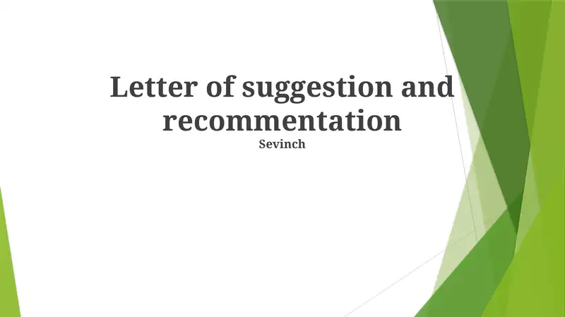 Letter of Suggestion and Recommendation