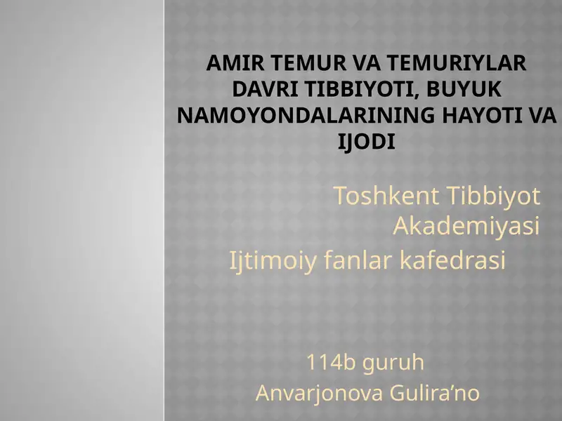 Amir Temur va Temuriylar davri tibbiyoti