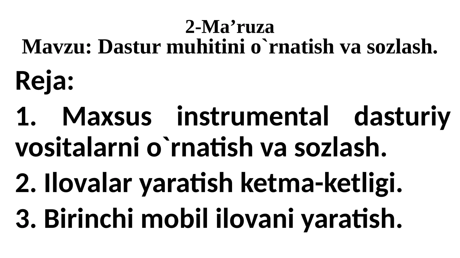 Dasturmuhitini o'rnatish va sozlash
