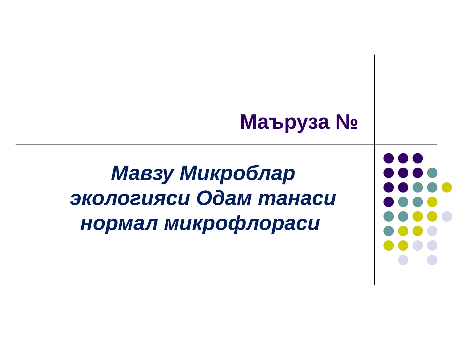 Микроблар экологияси Одам танаси нормал микрофлораси