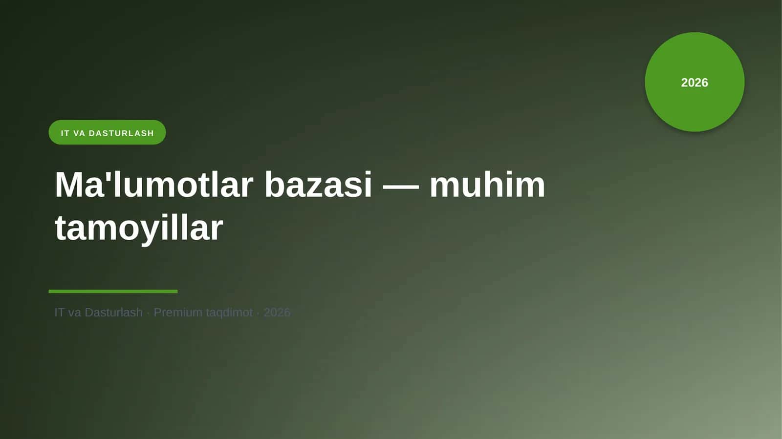 Ma'lumotlar bazasi — muhim tamoyillar