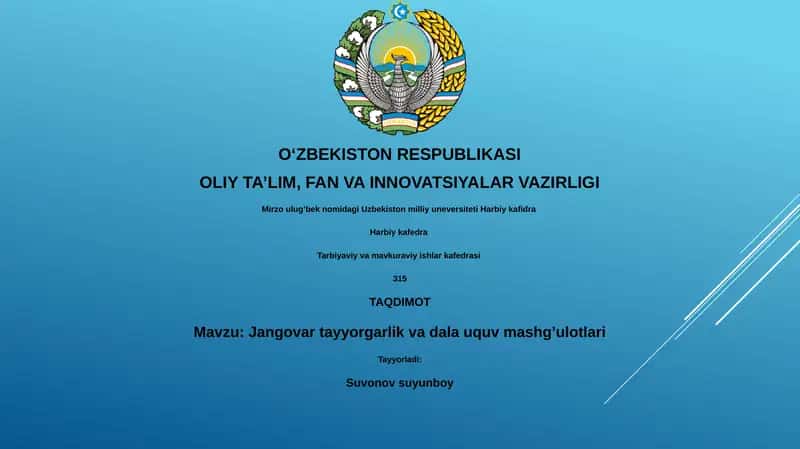 Jangovar tayyorgarlik va dala uquv mashg’ulotlari