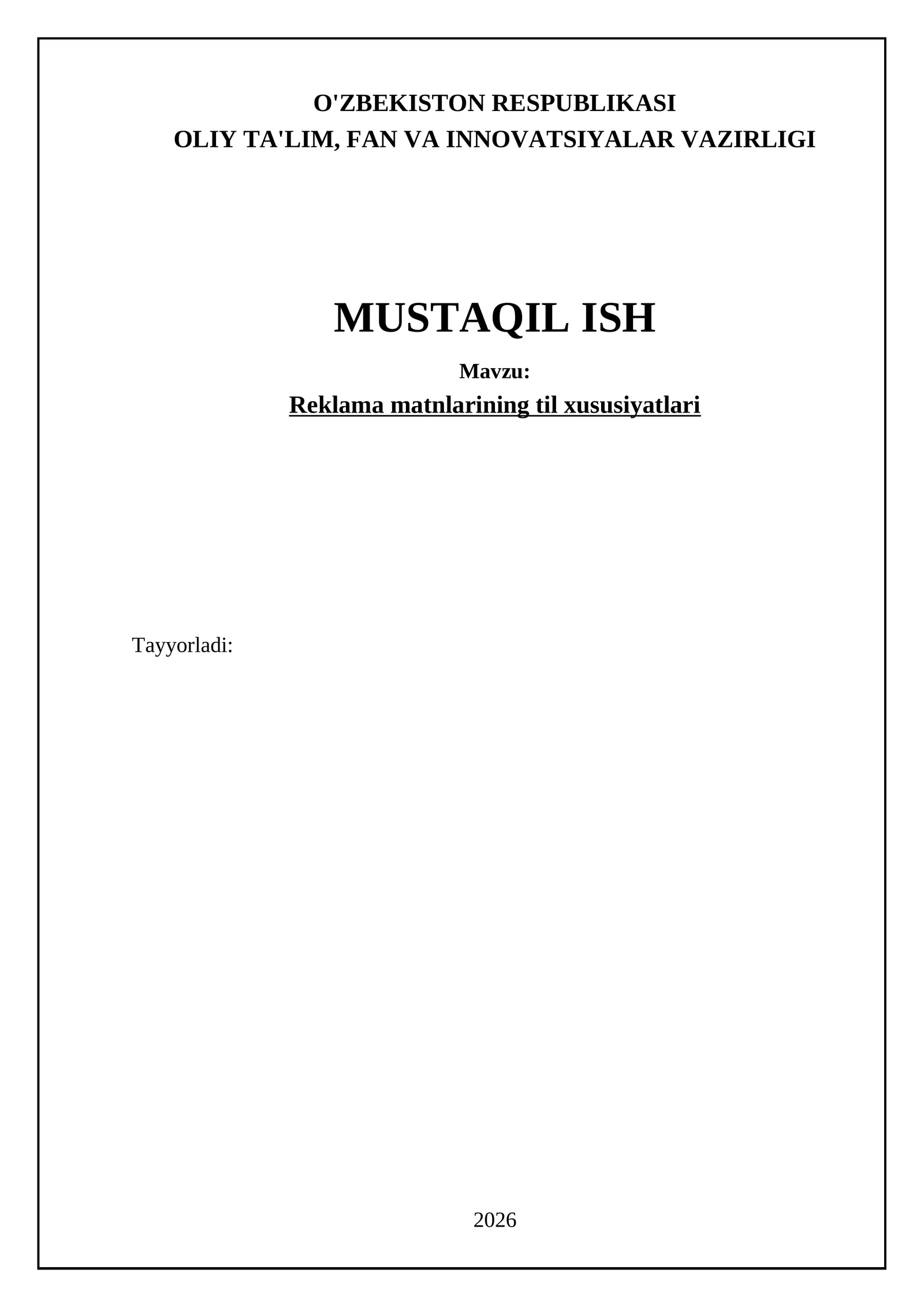 Reklama matnlarining til xususiyatlari