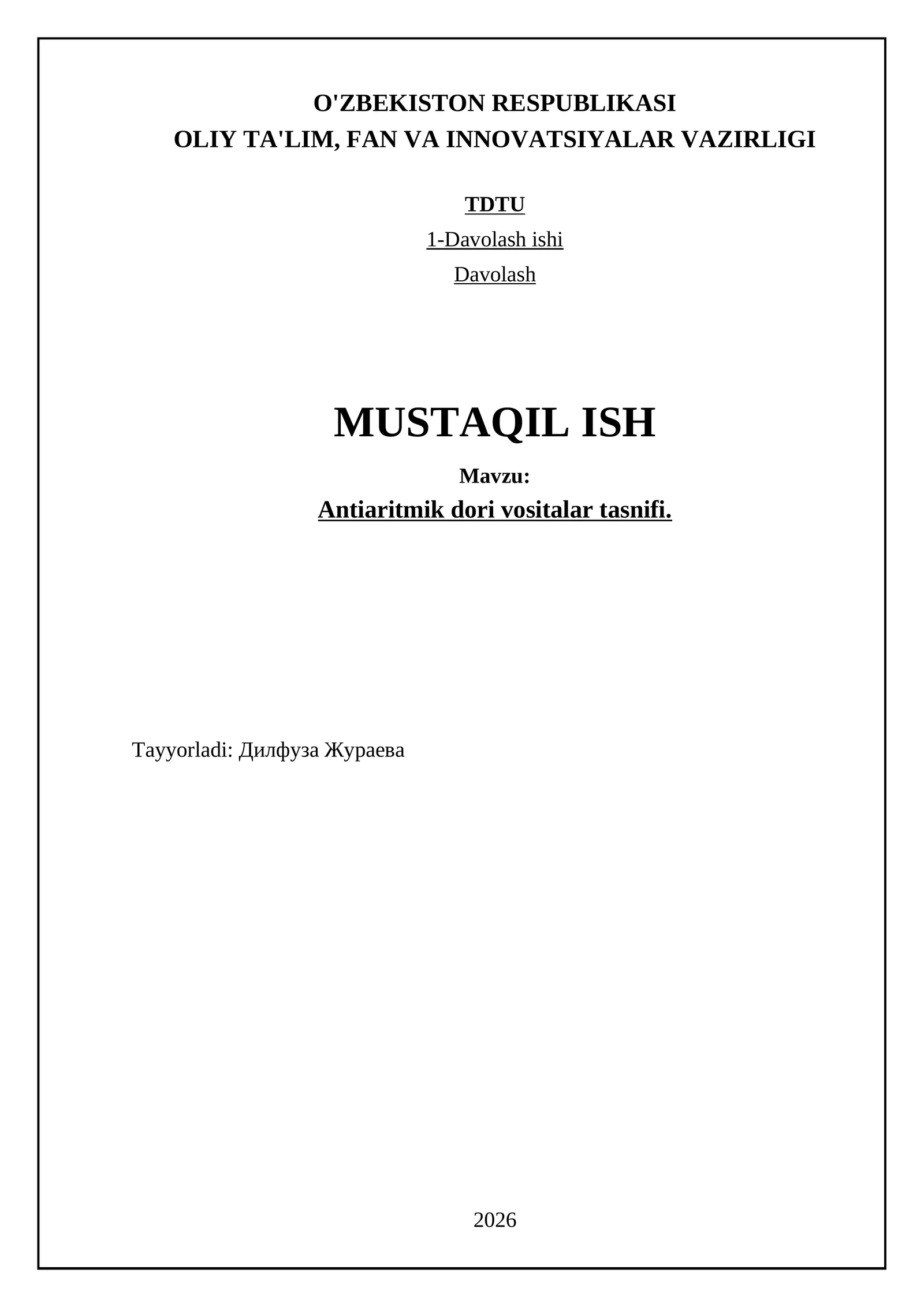 Anti-aritmik dori vositalar tasnifi