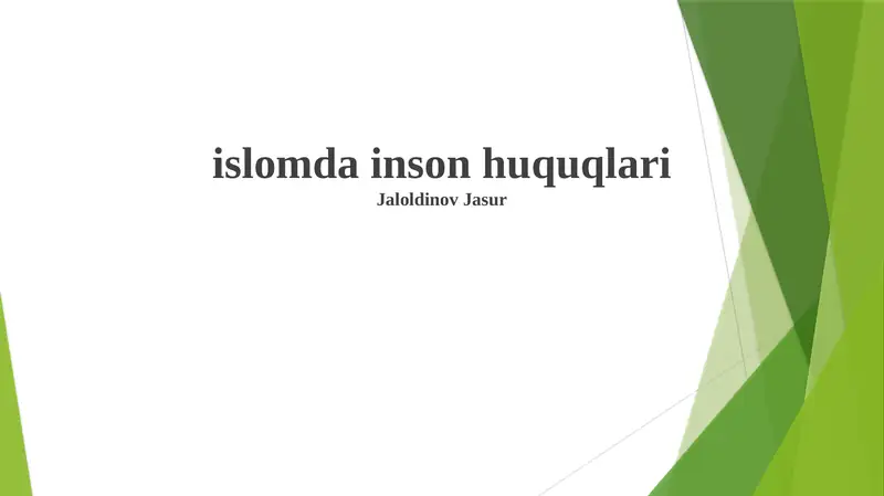 Islomda inson huquqlari
