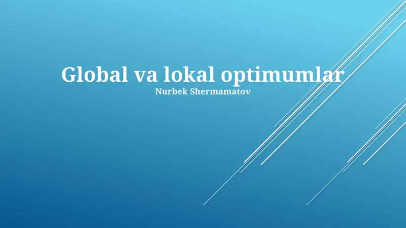 Global va lokal optimumlar