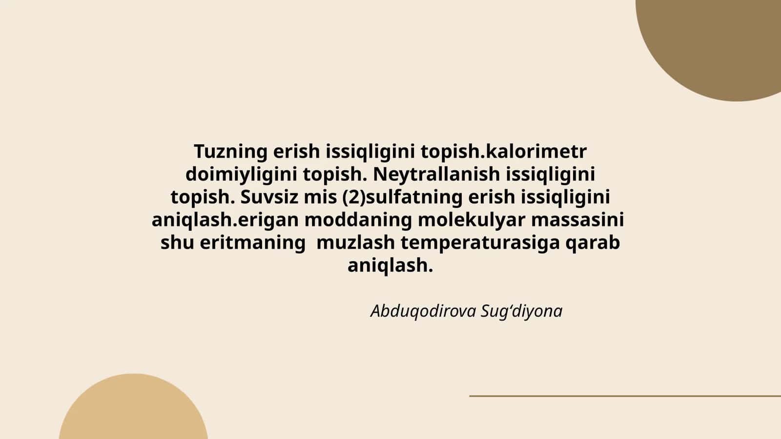 Tuzning erish issiqligini topish
