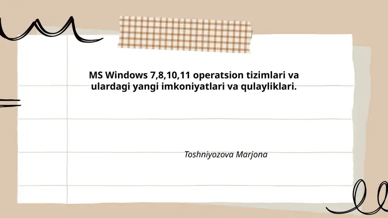 MS Windows 7,8,10,11 operatsion tizimlari