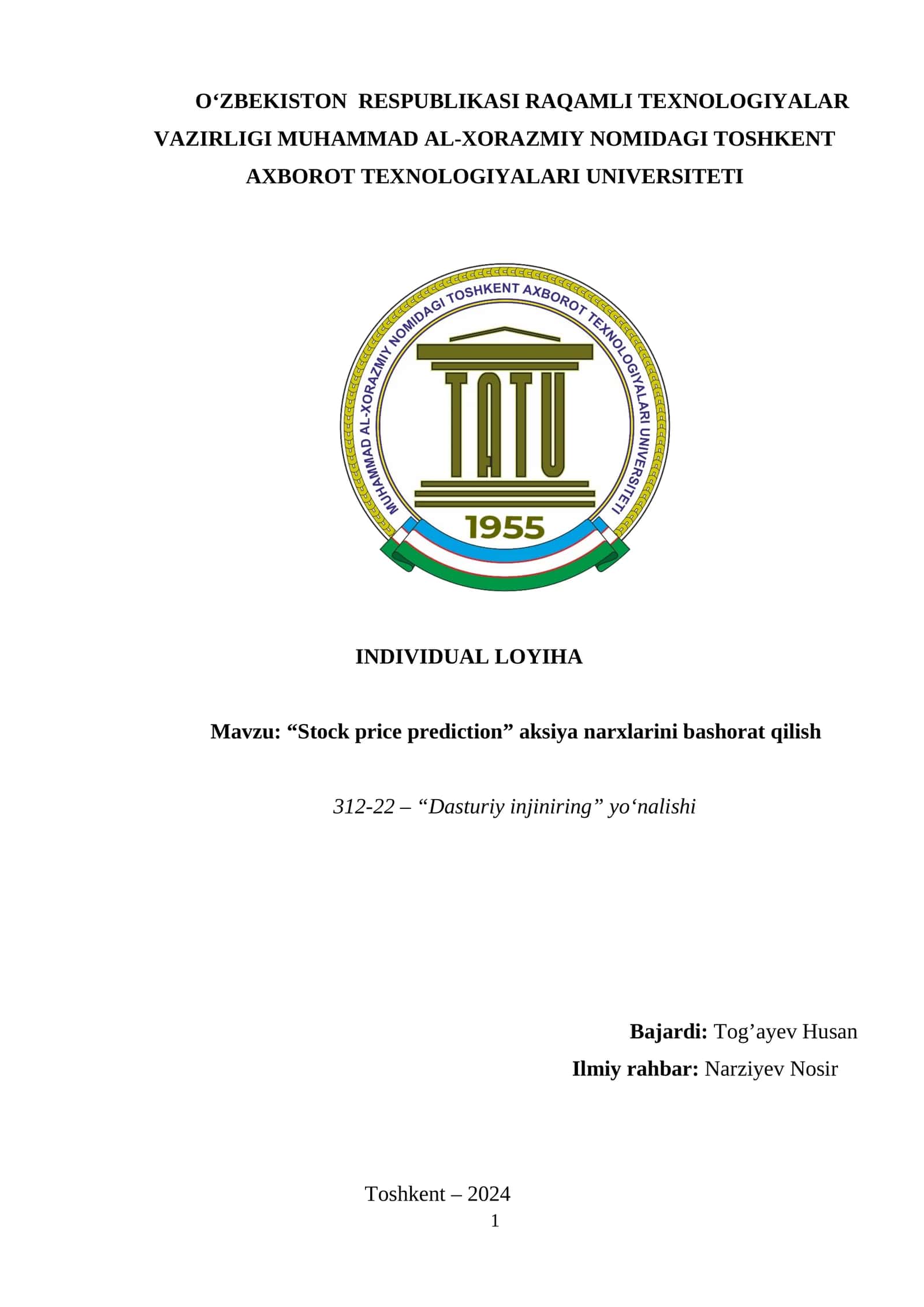 Stock price prediction individual project