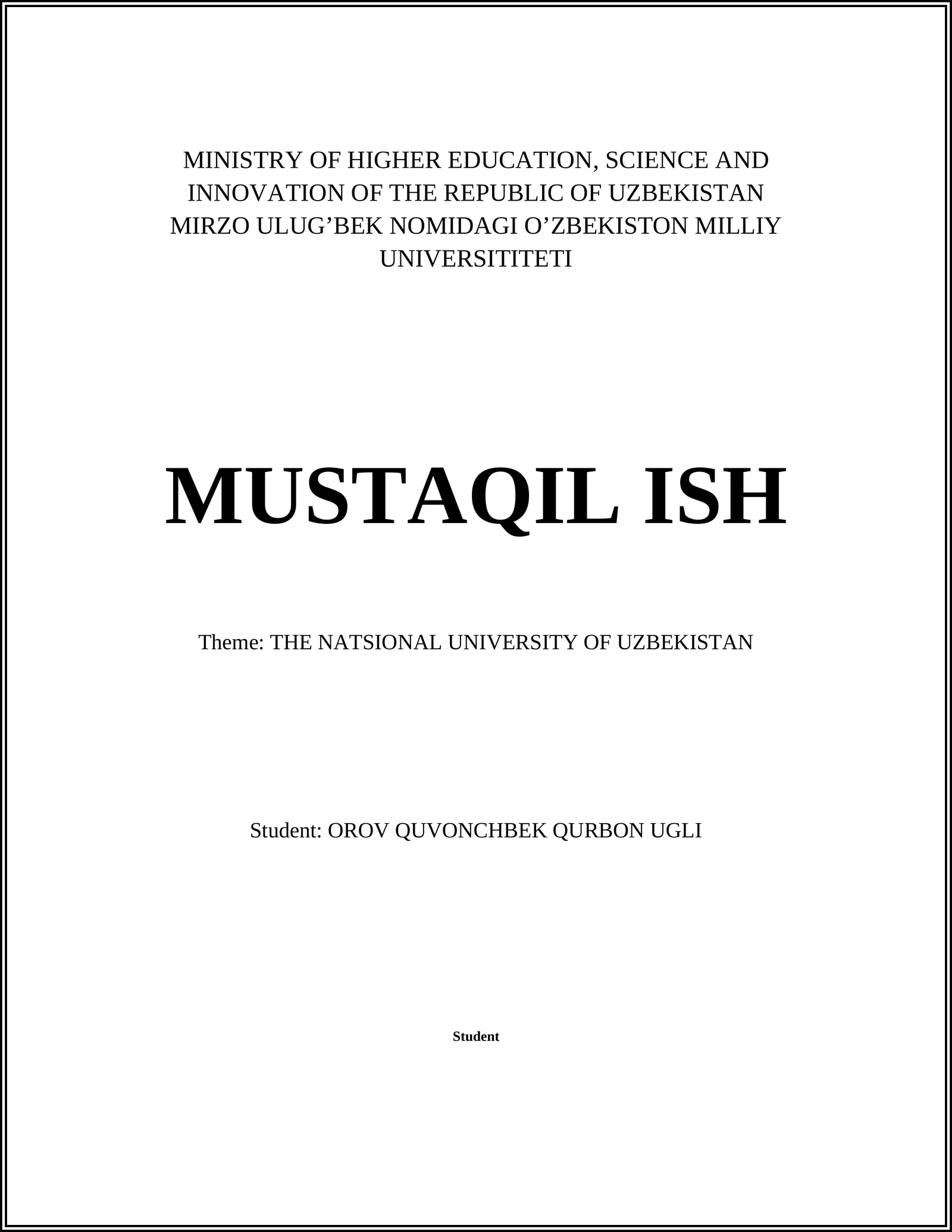 THE NATSIONAL UNIVERSITY OF UZBEKISTAN