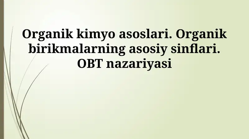 Organik kimyo asoslari