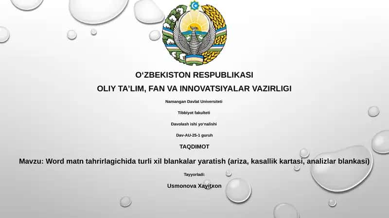 Word matn tahrirlagichida turli xil blankalar yaratish
