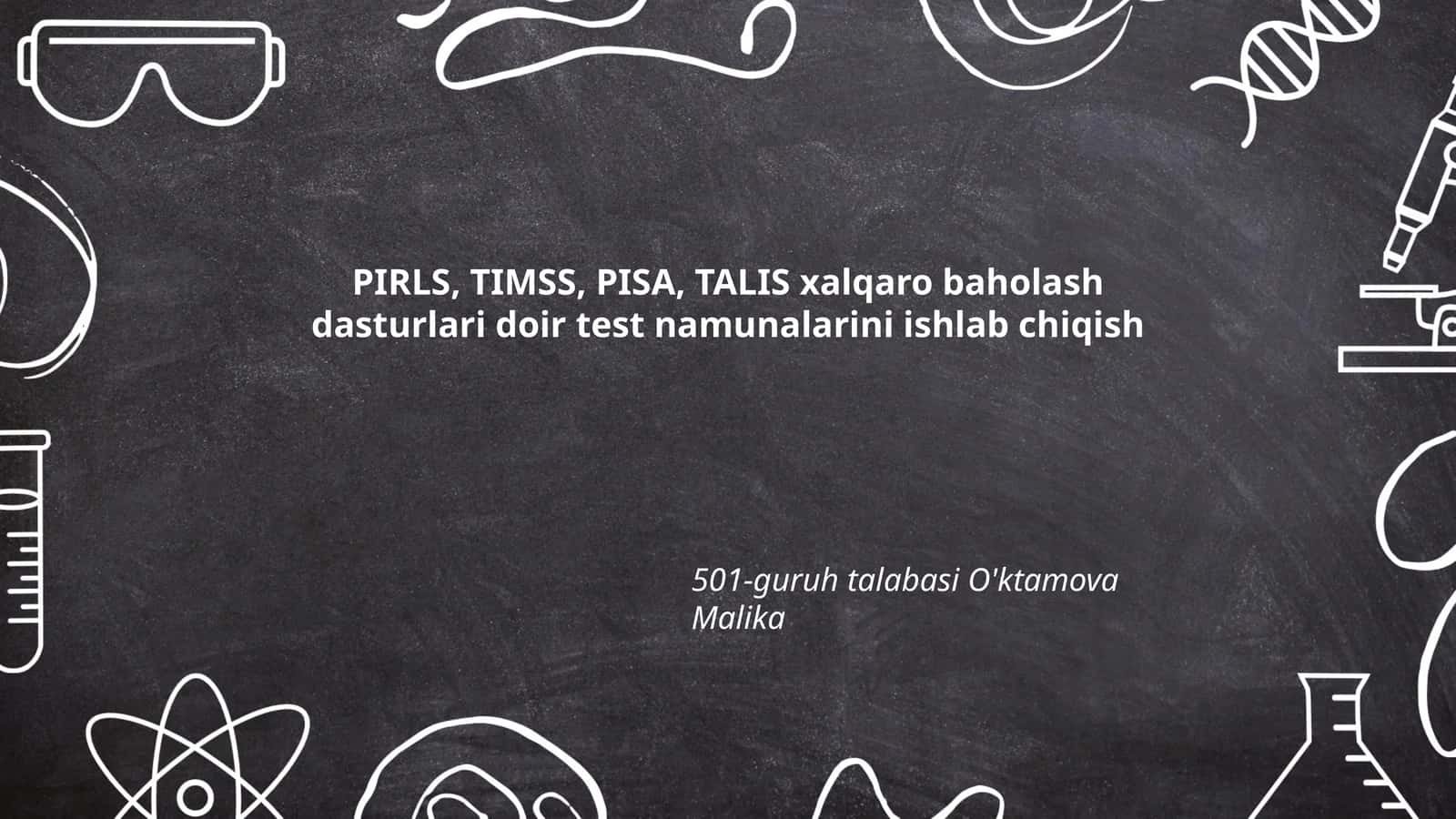 Test namunalarini ishlab chiqish