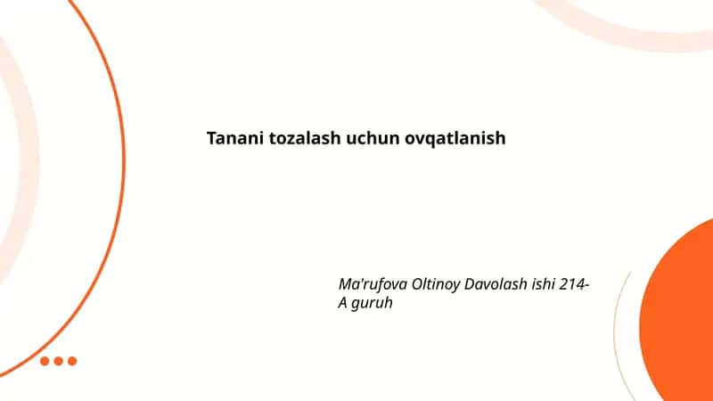 Tanani detoksifikatsiya uchun ovqatlanish