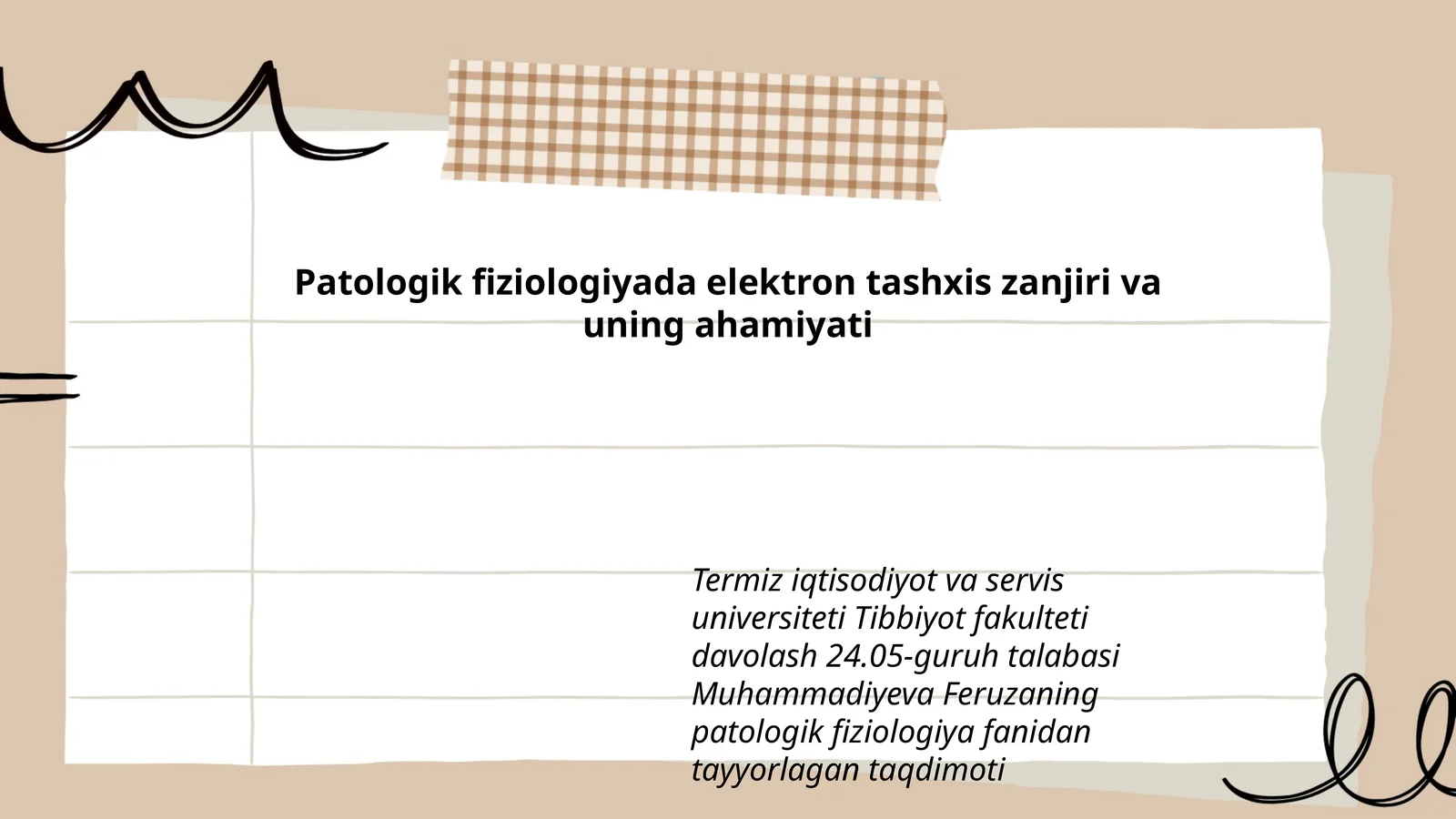 Patologik fiziologiyada elektron tashxis zanjiri va uning ahamiyati