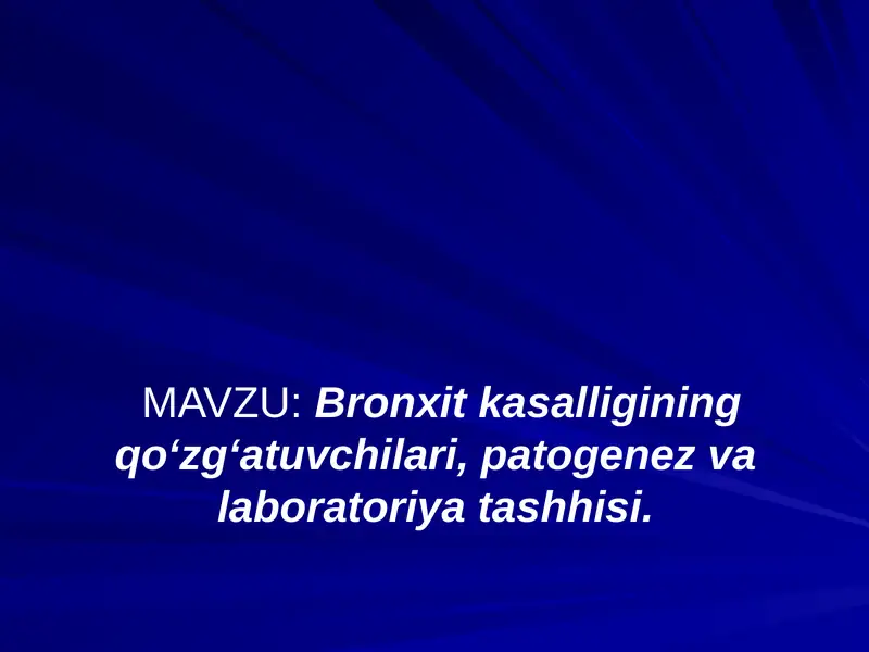 Bronxit kasalligi qo'zg'atuvchilari