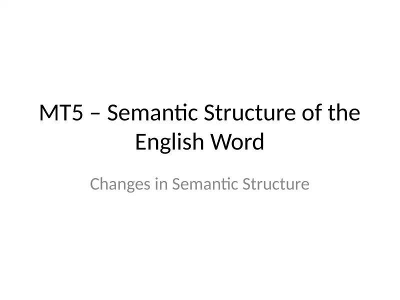 Semantic Structure of the English Word
