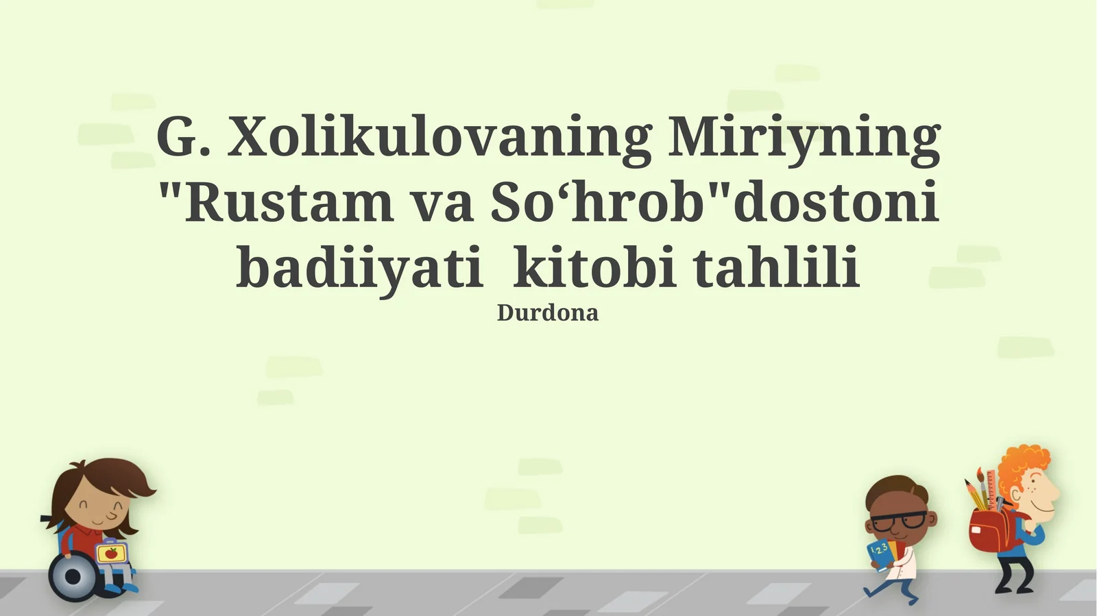 "Rustam va Soʻhrob"dostoni badiiyati kitobi tahlili