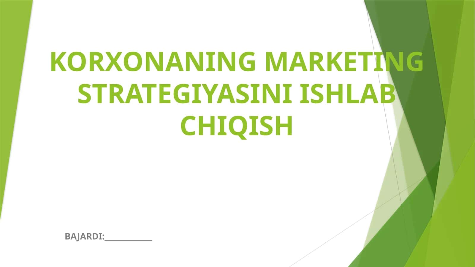 Marketing strategiyasini ishlab chiqish