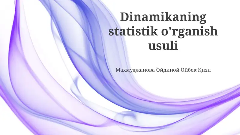 Statistik Dinamik Tahlilga Kirish
