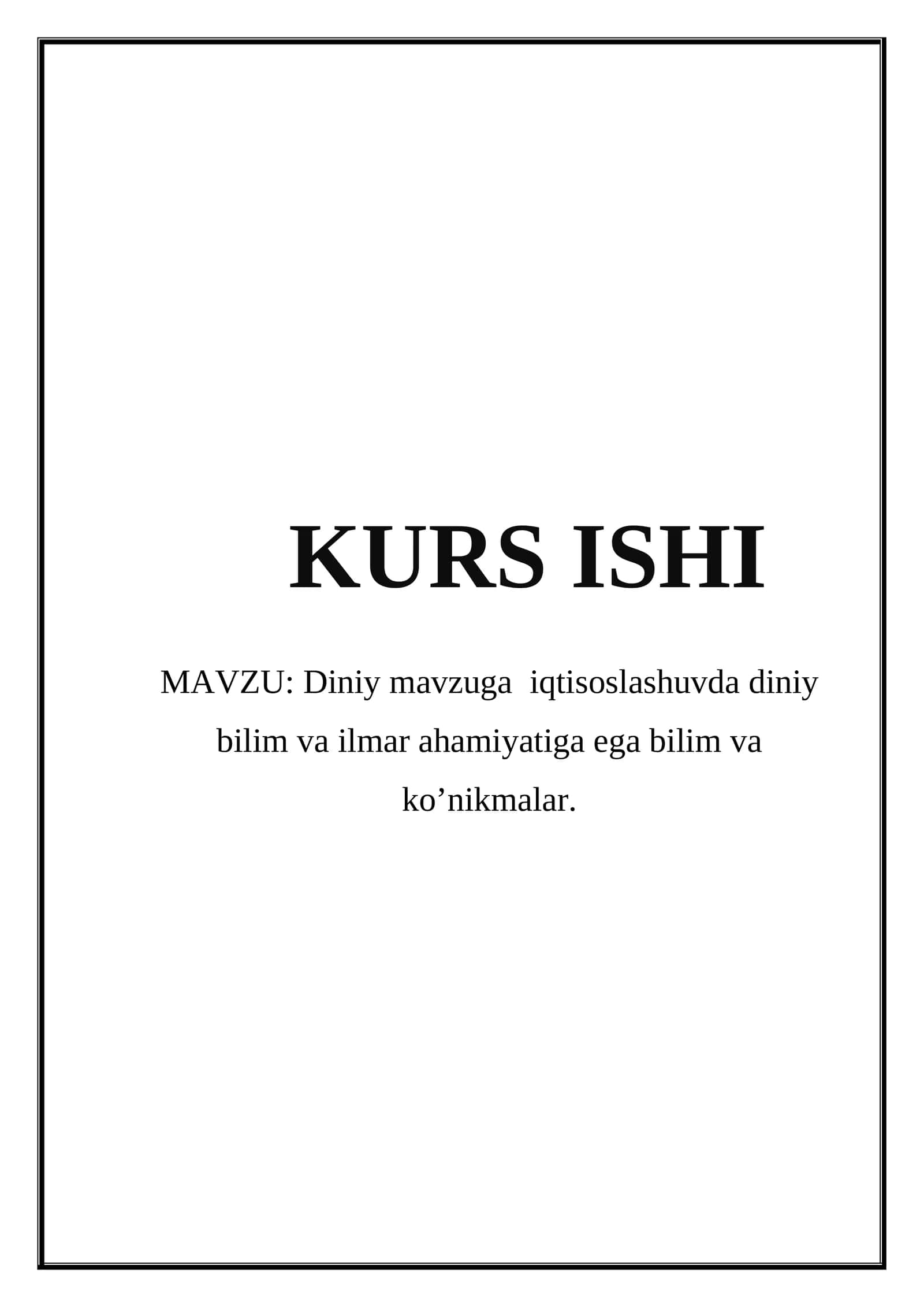 Diniy mavzuga iqtisoslashuvda diniy bilim va ilmar ahamiyatiga ega bilim va ko’nikmalar