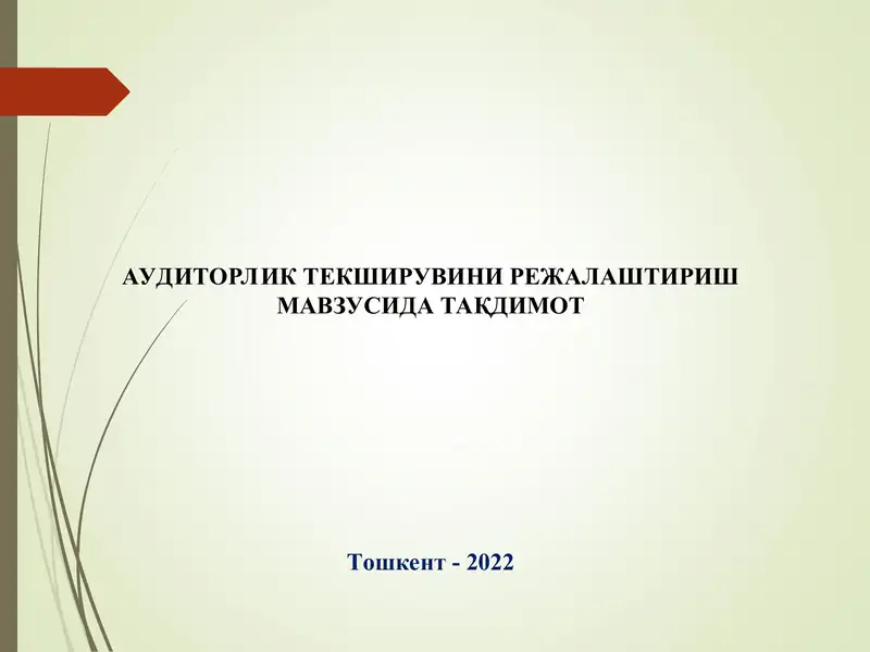 Аудиторлик текширувини режалаштириш