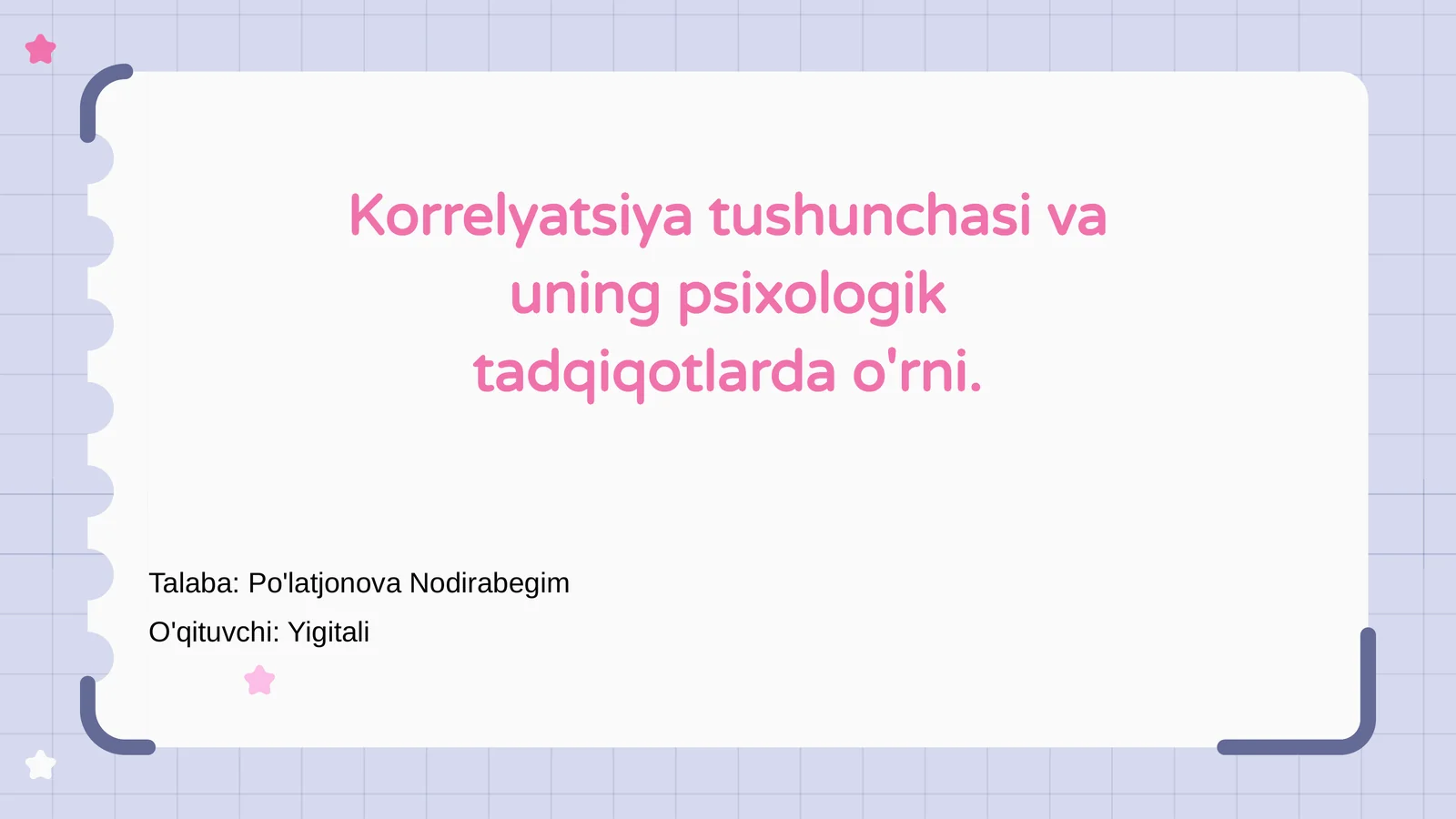 Korrelyatsiya tushunchasi va uning psixologik tadqiqotlarda o'rni