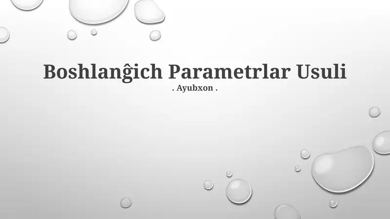 Boshlanĝich Parametrlar Usuli