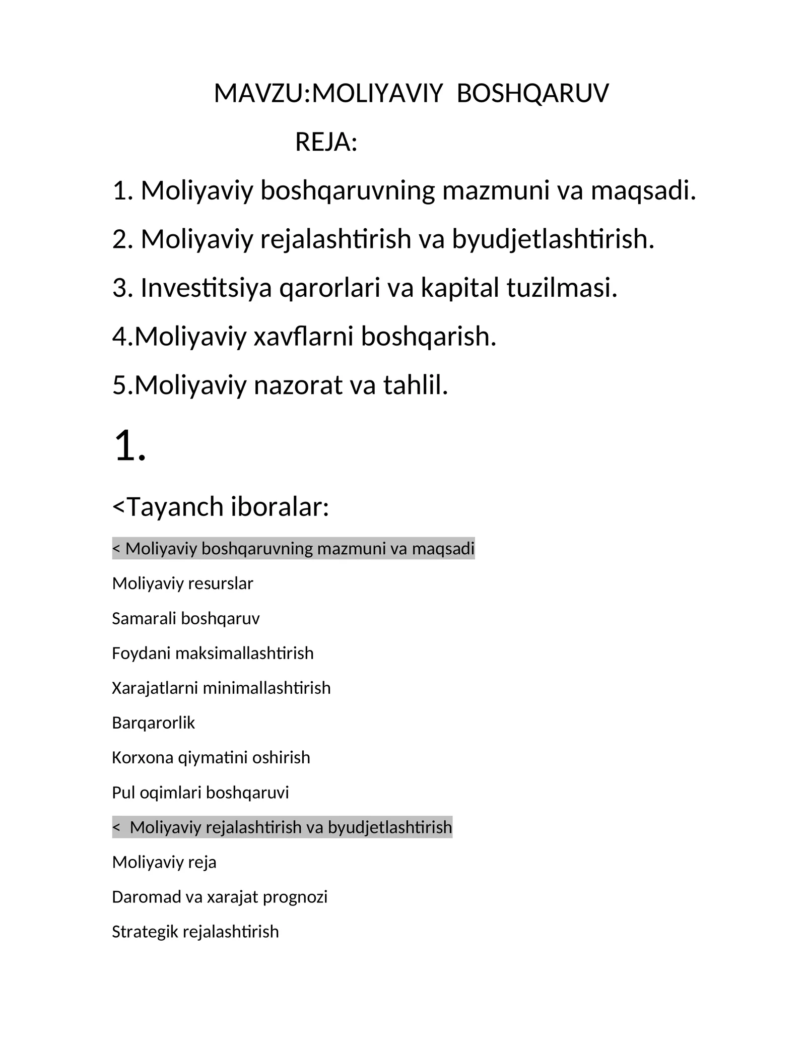 MOLIYAVIY BOSHQARUV