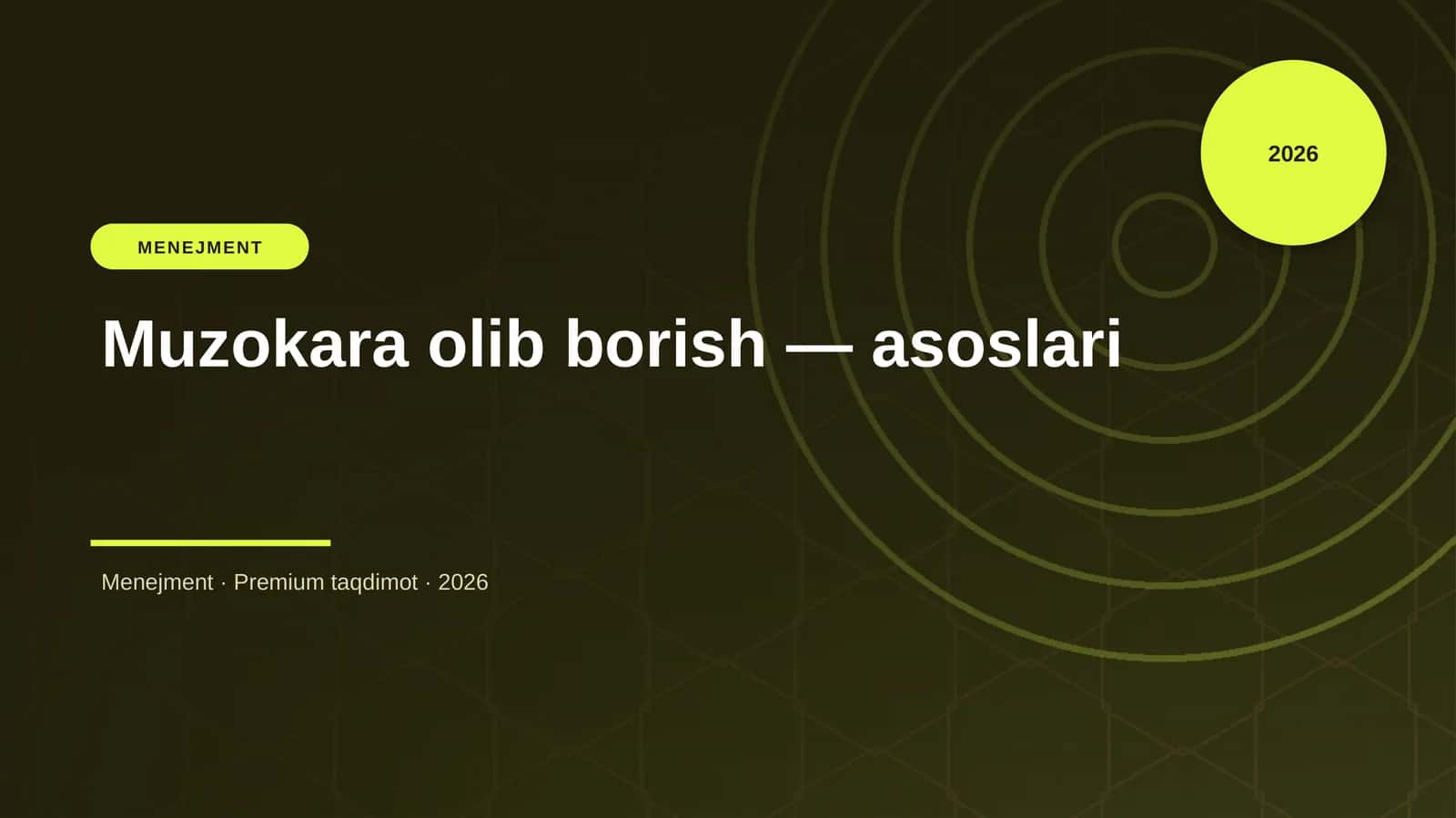 Muzokara olib borish — asoslari