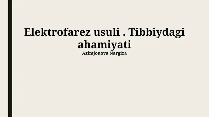 Elektrofarez usuli. Tibbiydagi ahamiyati