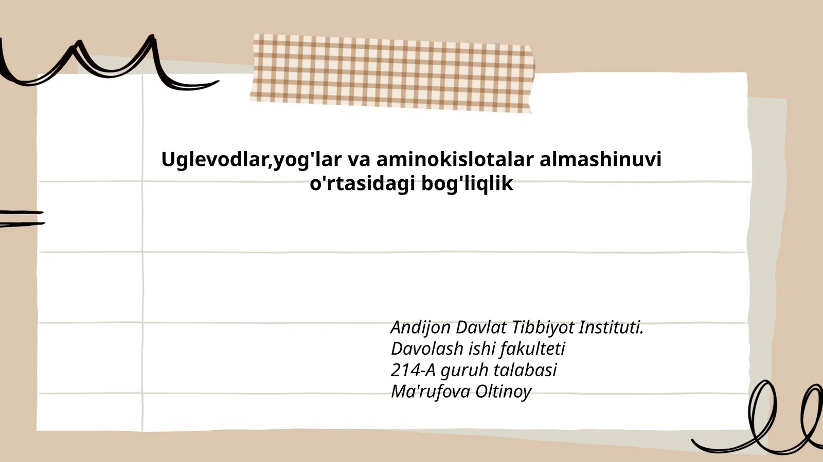 Uglevodlar,yog'lar va aminokislotalar almashinuvi o'rtasidagi bog'liqlik