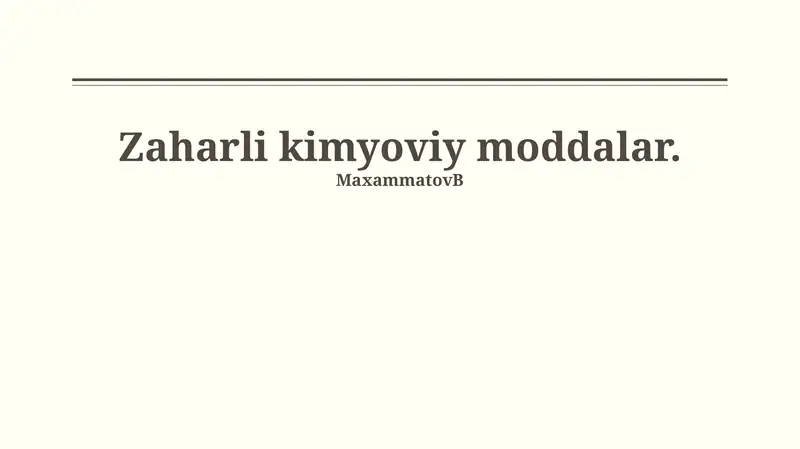 Zaharli kimyoviy moddalar