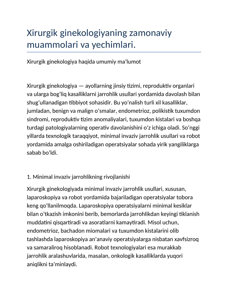 Xirurgik ginekologiya