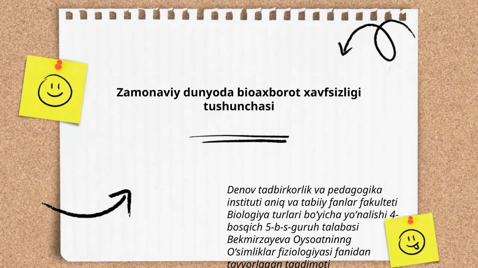 Oʻsimliklar fiziologiyasi fanidan tayyorlagan taqdimot