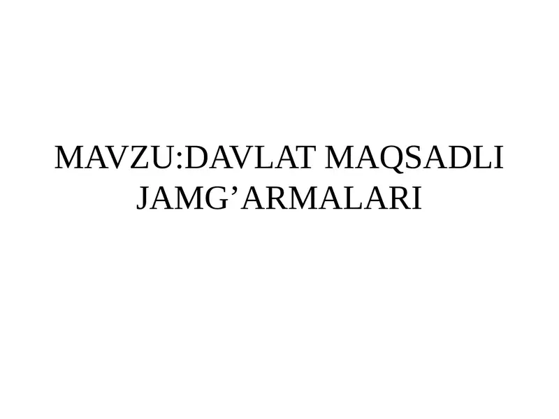 Davlat Maqsadli Jamg'armalari