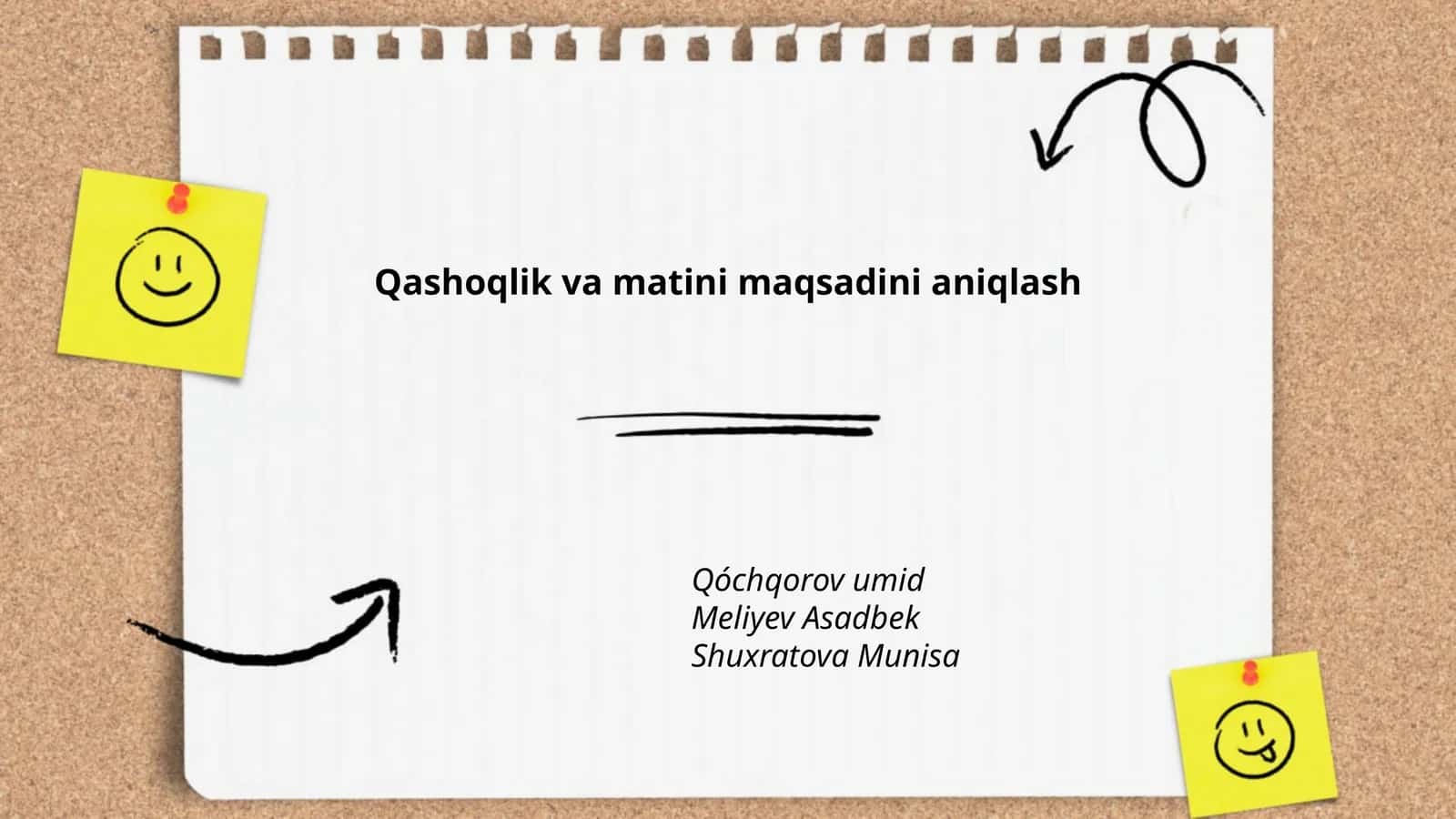Qashshoqlik mavzusidagi matnlarning asosiy maqsadini aniqlash usullari