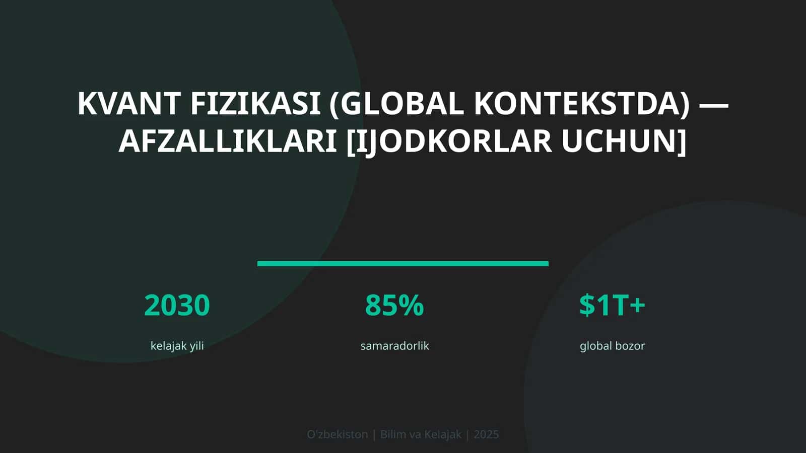 Kvant fizikasi (global kontekstda) — afzalliklari [ijodkorlar uchun]