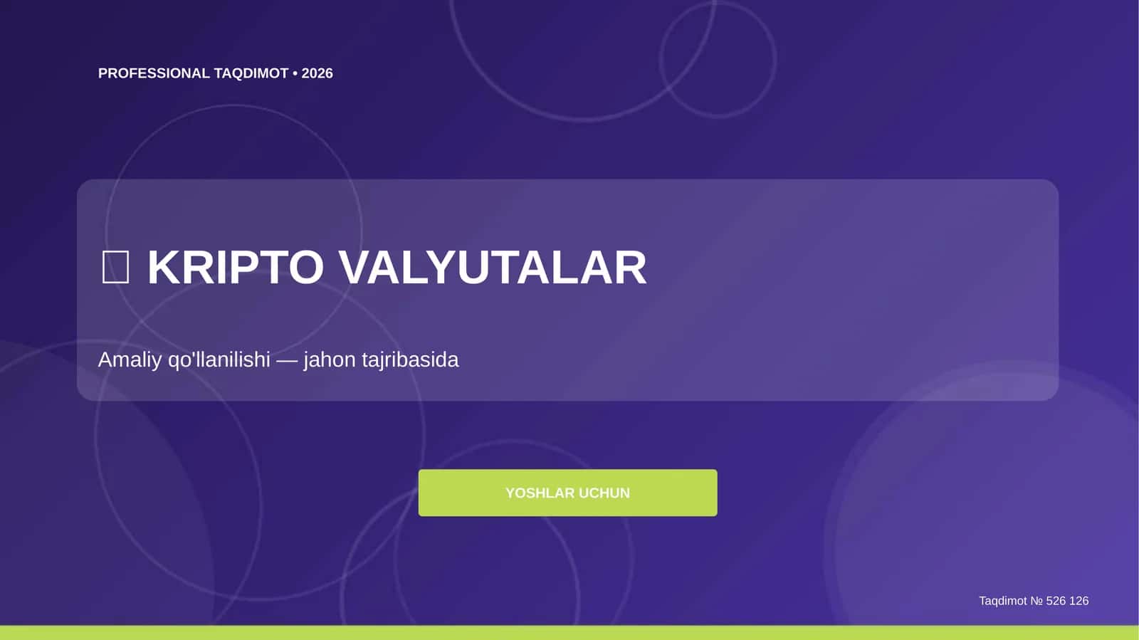 Kripto valyutalar: amaliy qo'llanilishi (jahon tajribasida) [yoshlar uchun]