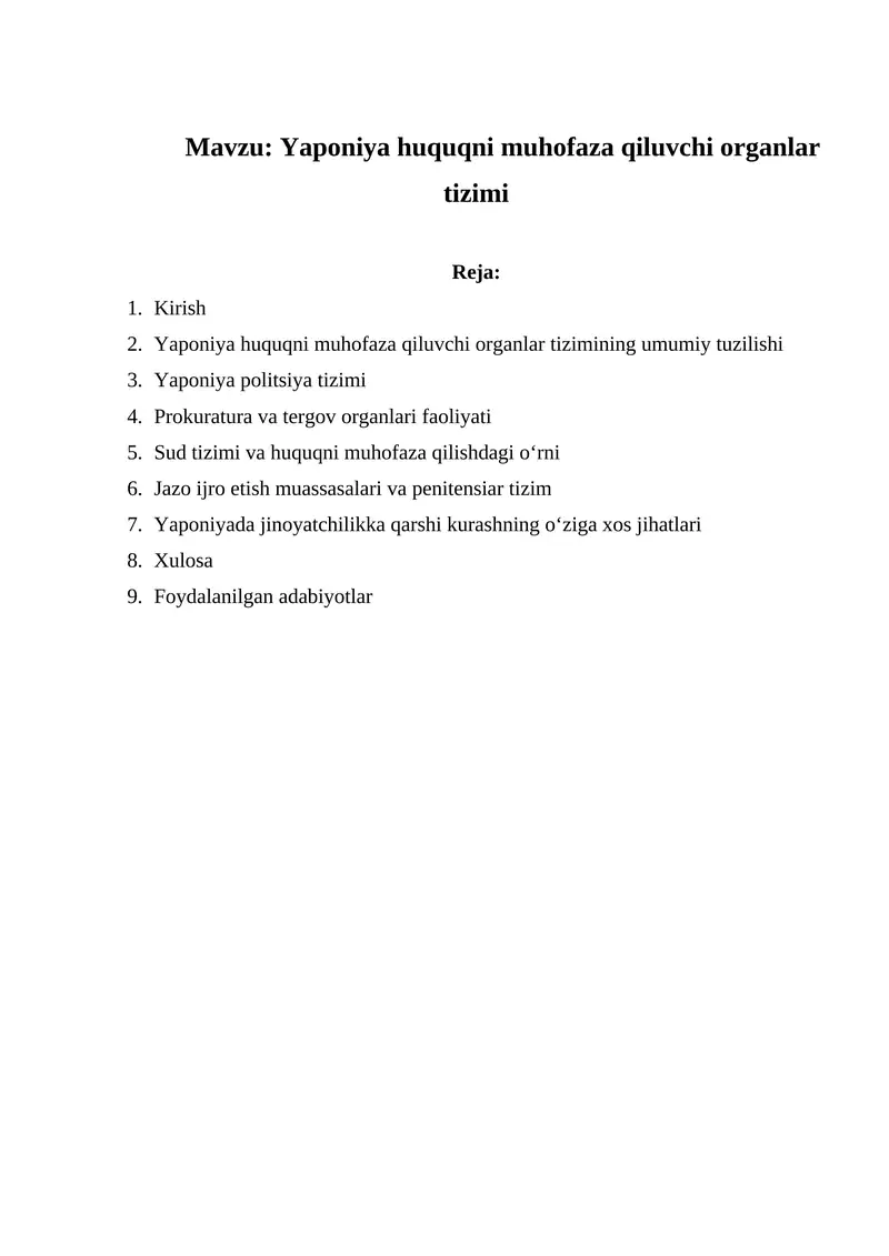 Yaponiya huquqni muhofaza qiluvchi organlar tizimi