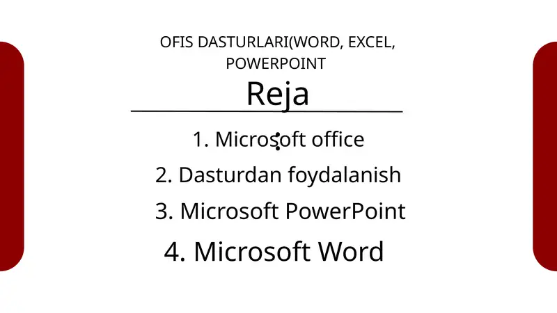 OFIS DASTURLARI(WORD, EXCEL, POWERPOINT