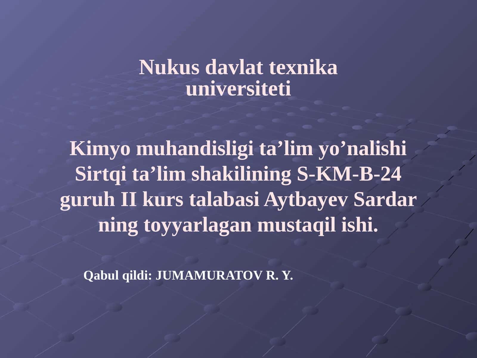 Kimyomuhandisligi ta'lim yo'nalishi
