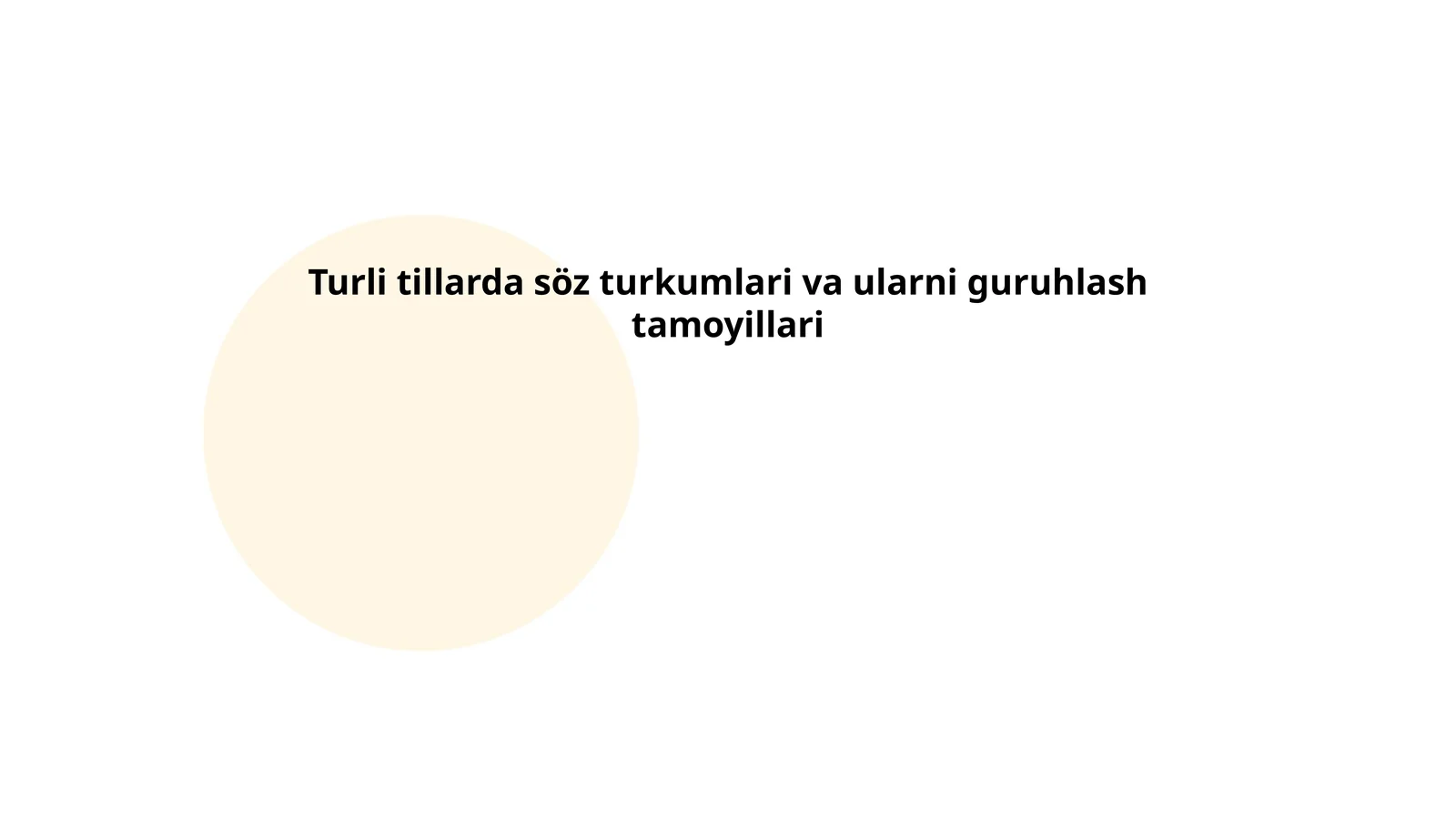 Turli tillarda söz turkumlari va ularni guruhlash tamoyillari