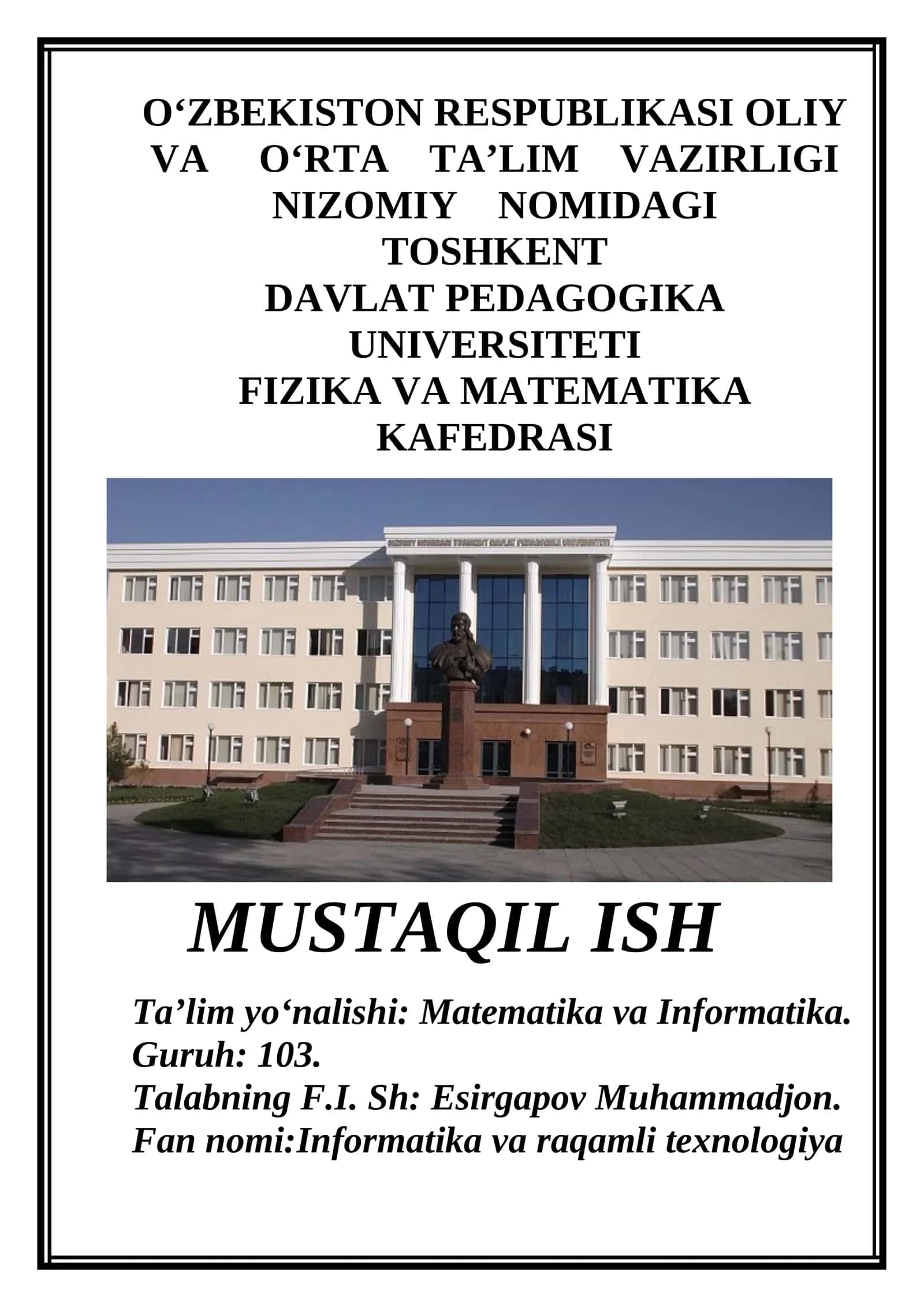 Informatika va raqamli texnologiya