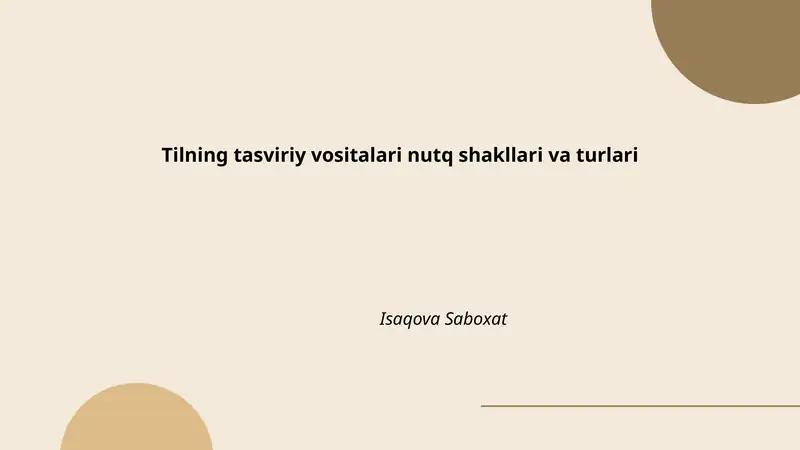 Tilning tasviriy vositalari nutq shakllari va turlari