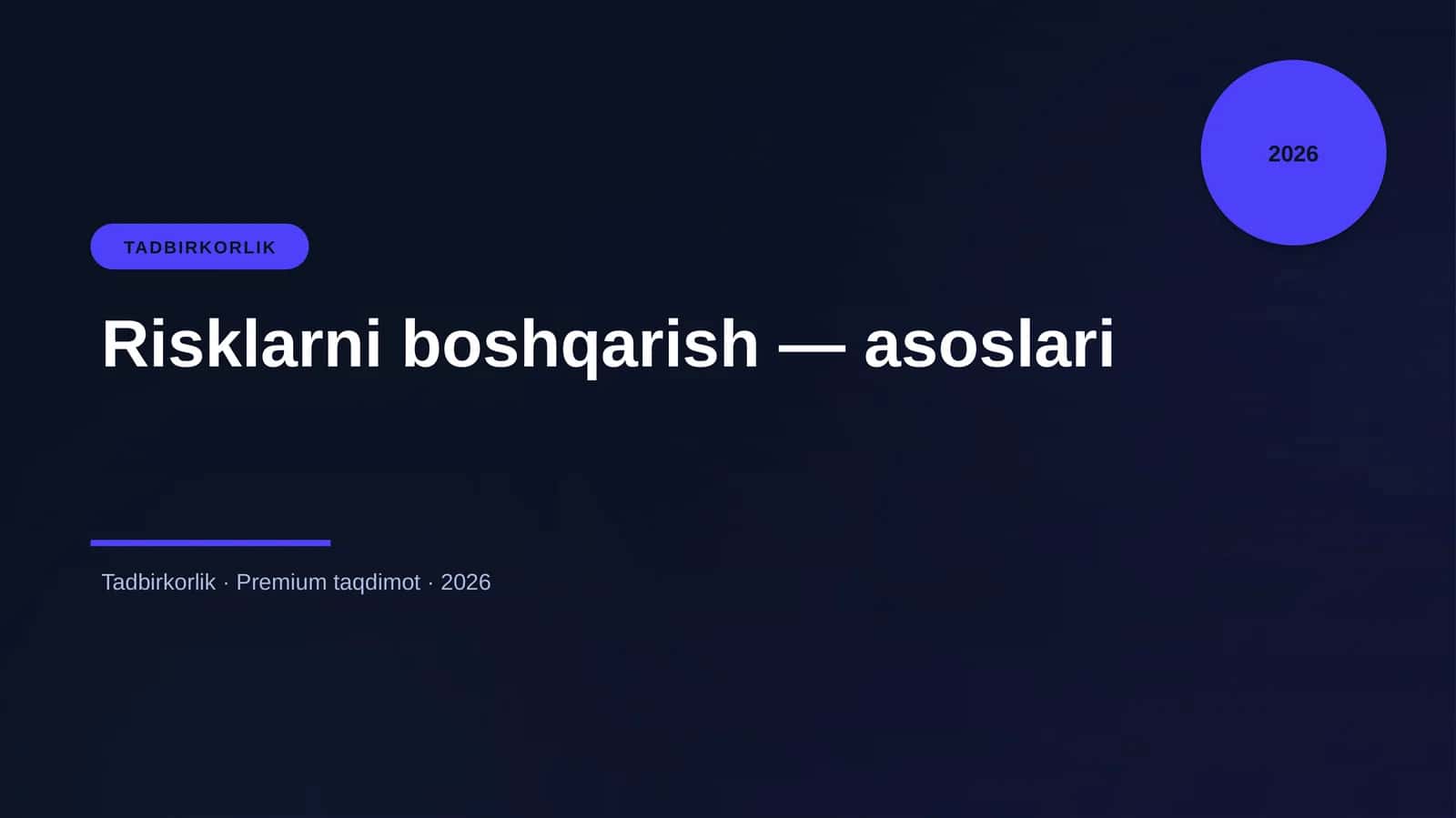 Risklarni boshqarish — asoslari