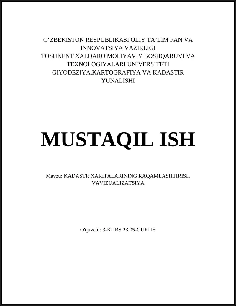 Kadastr Xaritalarining Raqamlashtirish