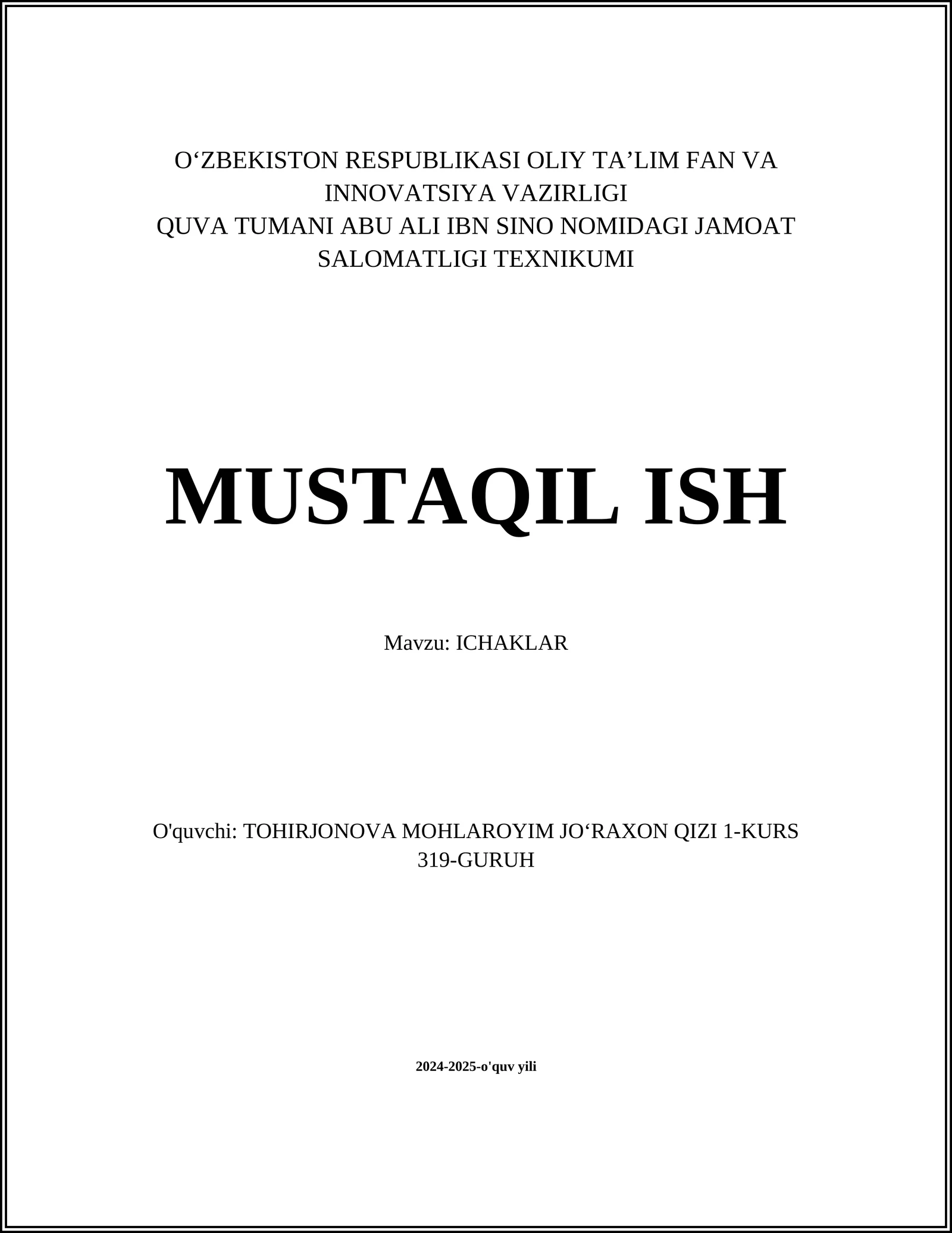 Ichaklar anatomiyasi