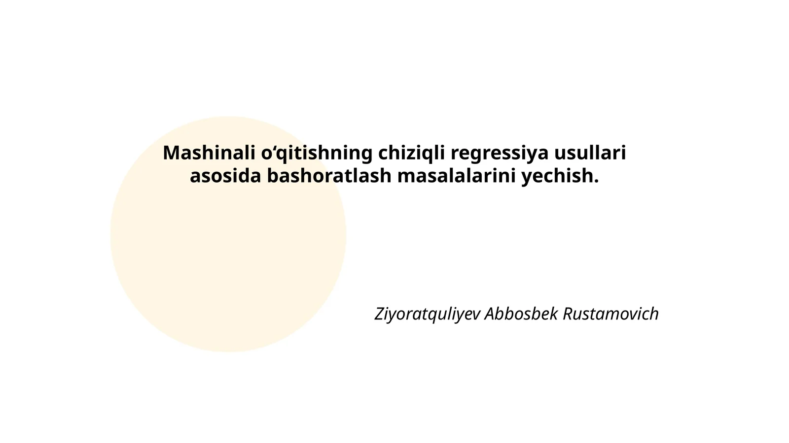 Mashinali o‘qitishning chiziqli regressiya usullari