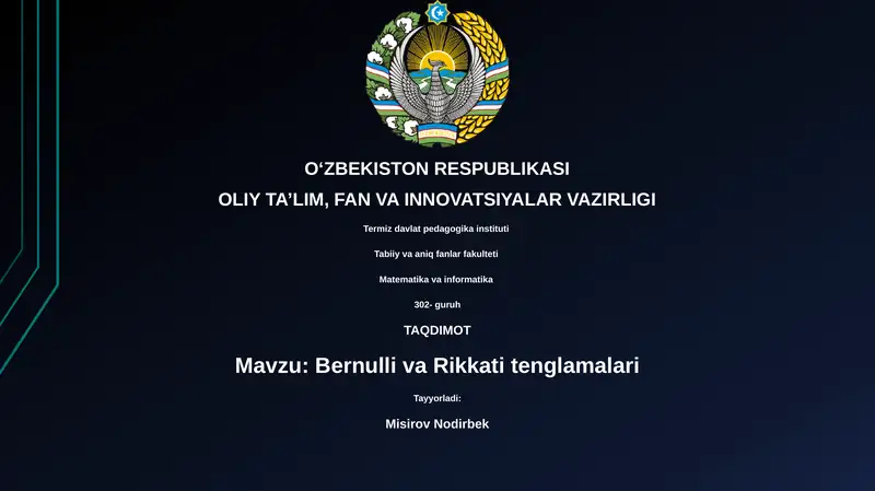 Bernulli va Rikkati tenglamalari